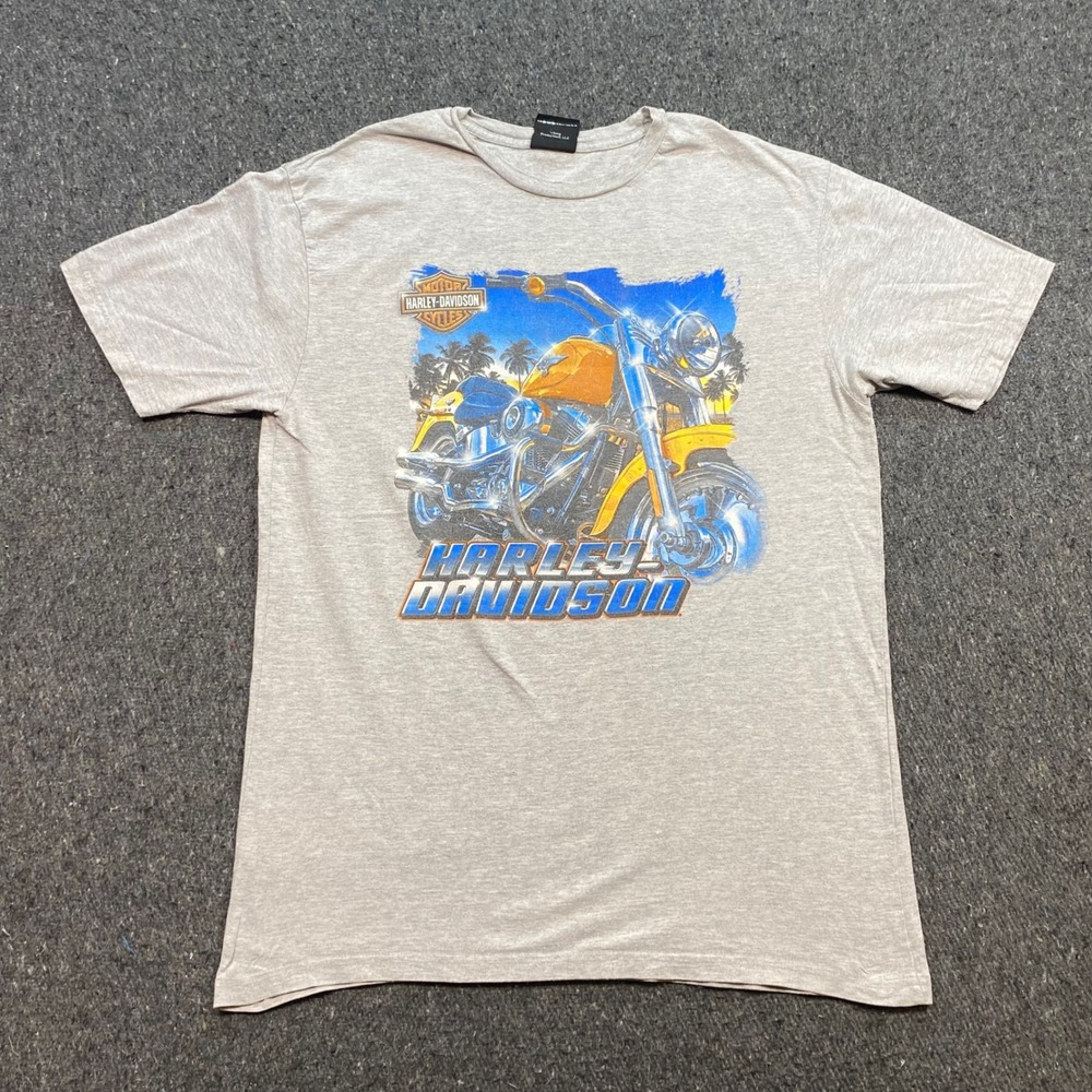 Harley Davidson TShirt Sz L Mens Gray Biker Jamaica Graphic Motorcycle Tee